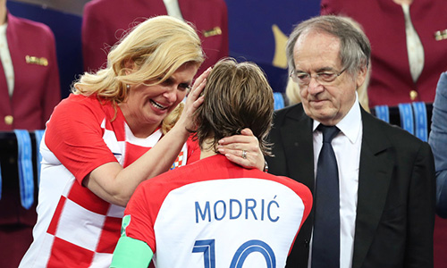 Bà Grabar-Kitarovic tại trận chung kết World Cup 2018. Ảnh: Reuters.